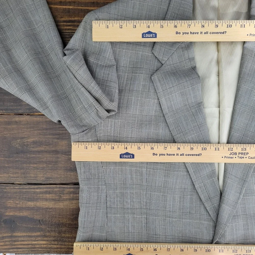 Hart Schaffner Marx Men's Sport Coat Two Button Gray‎ Plaid Worsted Wool 42L